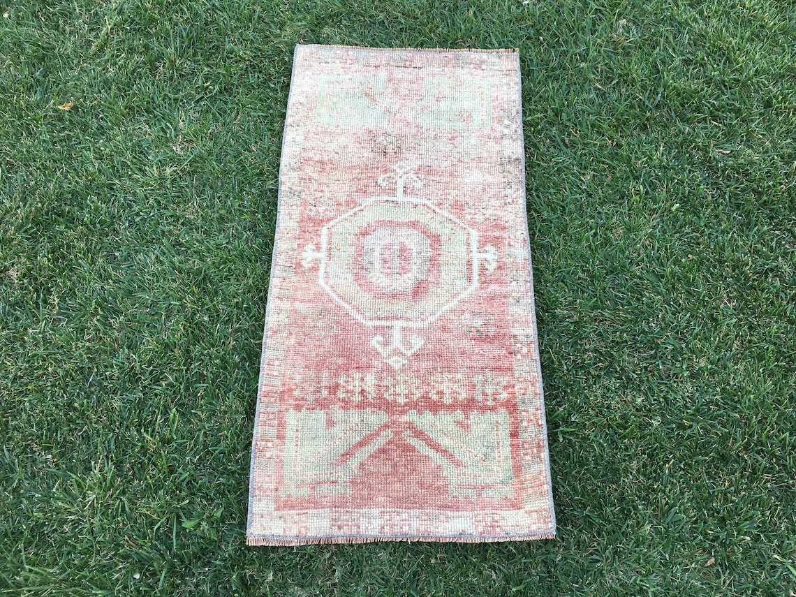 Vintage Turkish Bathroom Rugwool Hand Knotted Faded Oushak Etsy