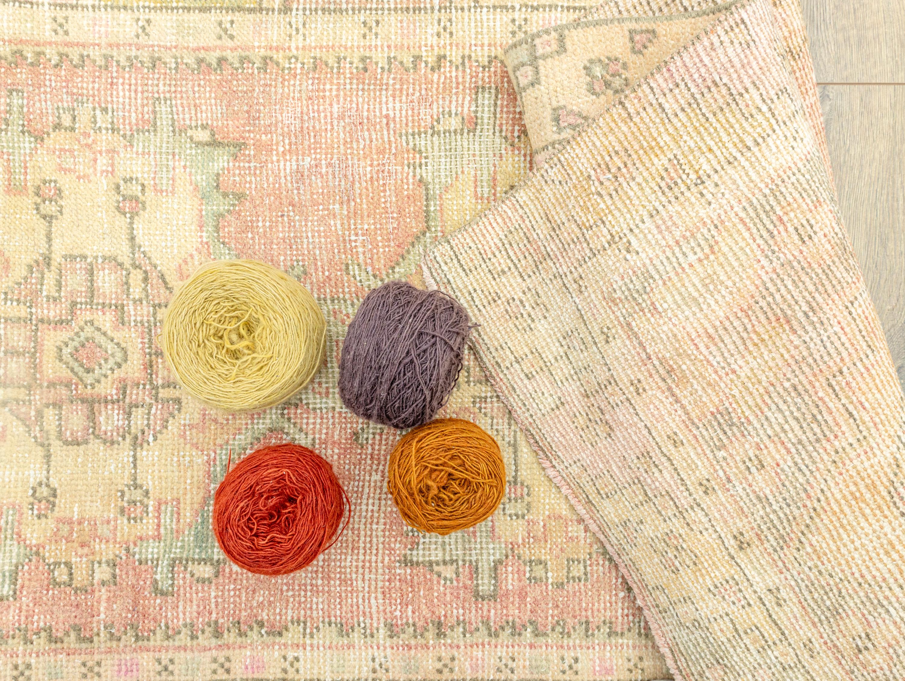 トルコ ヴィンテージラグA42 レア 高級 ミラス アプリコット ベージュ トルコ ヴィンテージラグA42 レア 高級 ミラス アプリコット ベージュ