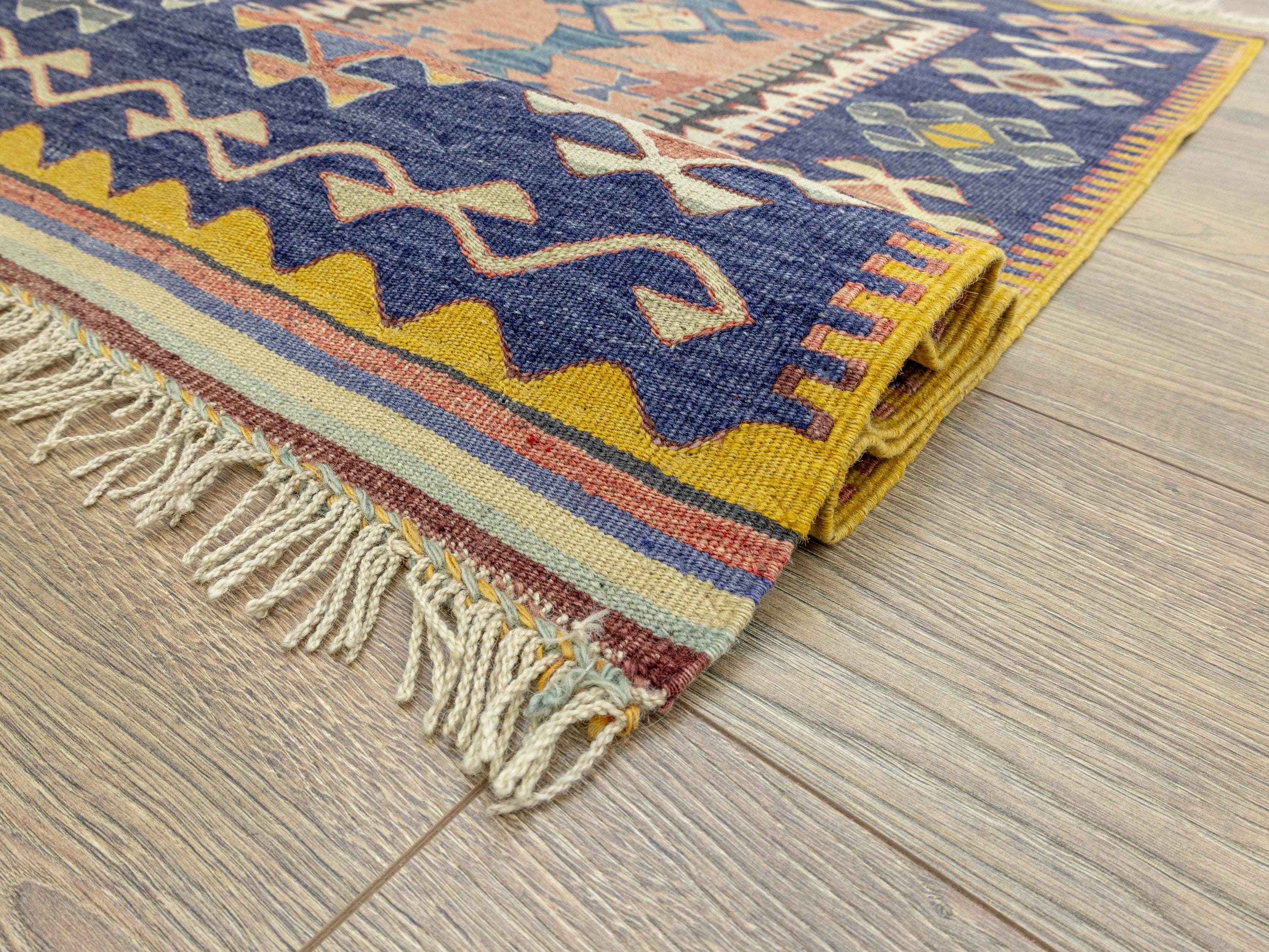 ヴィンテージ トルコキリムラグ 2.8 x 5フィート – バーントコーラル