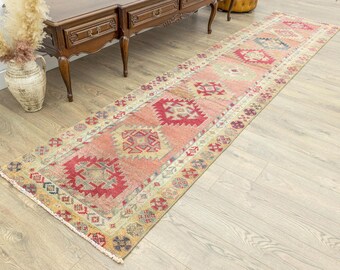 ダスティローズ トルコ製ランナーラグ：ヴィンテージ ボヘミアン