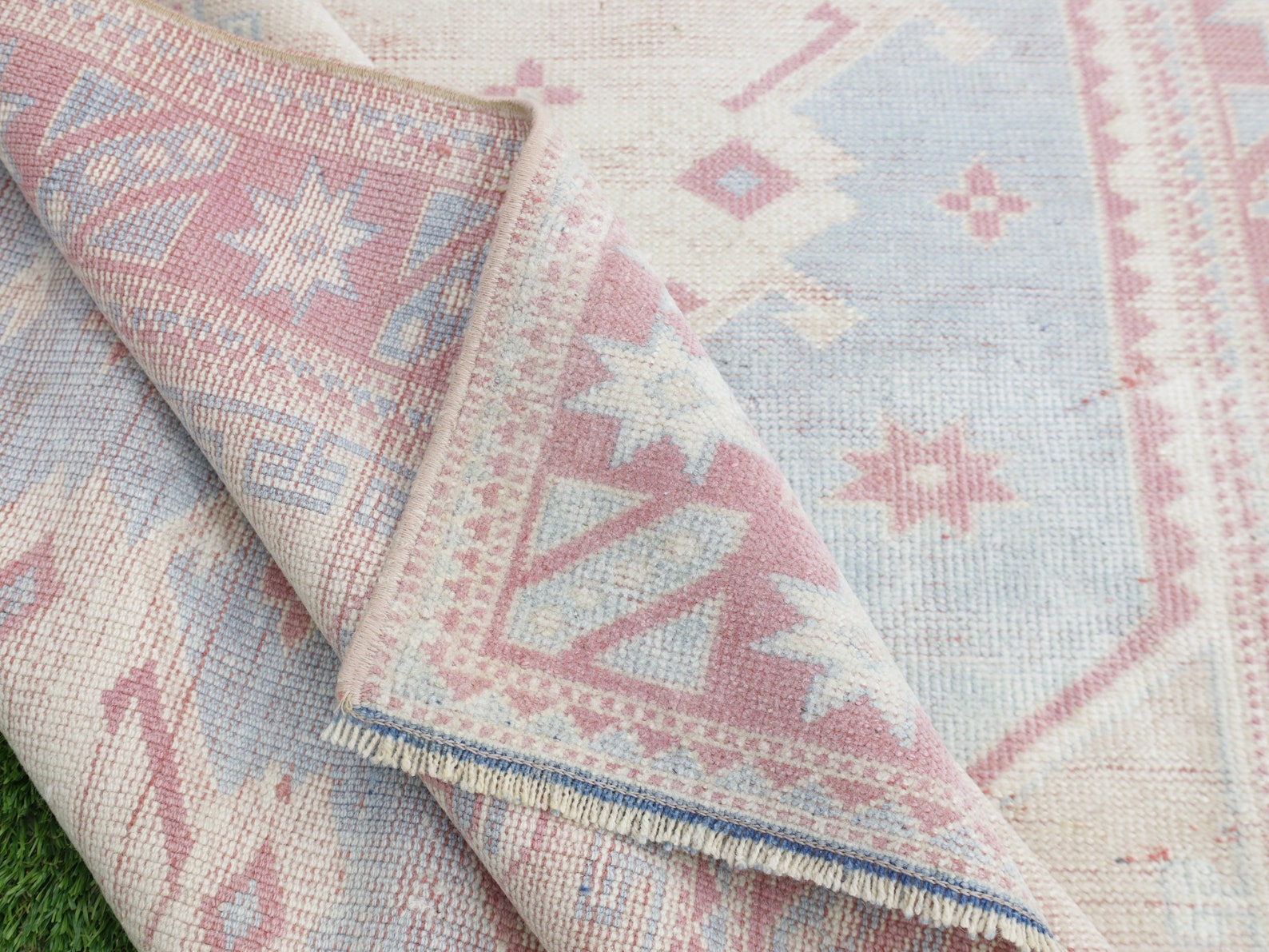 Vintage Turkish Bathroom Rug/ Modern Traditional Neutral Blue Etsy