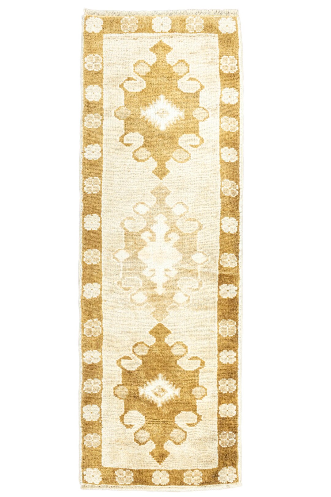 Vintage Style Turkish Runner 2.2x6.8 Ft – Caramel Ivory Tones ...