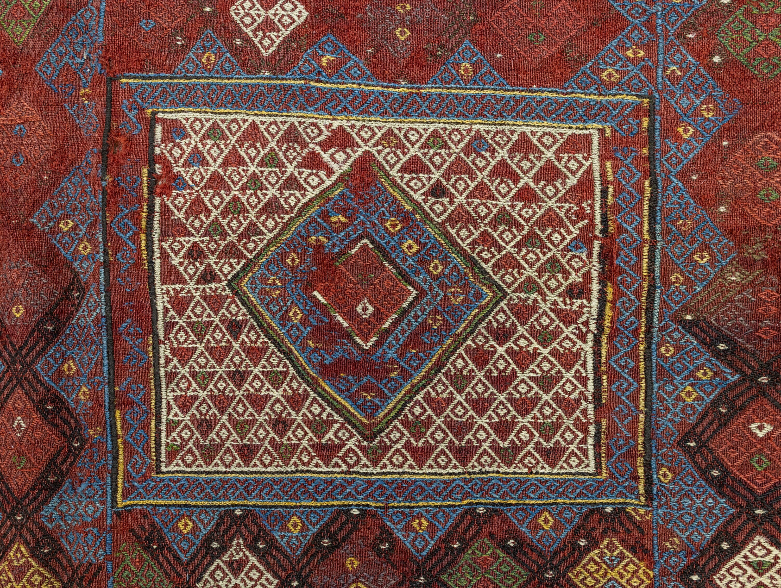 アンティークコンヤキリムラグ：5.7 x 7.6フィート、手織りトルコ