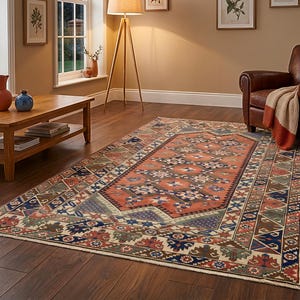 Rustikaler Tribalteppich - Handgeknüpfter türkischer Oushak - 150x250 cm Handgefertigte Vintage Wolle Dekoration