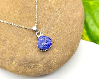 Colgante de lapislázuli en plata 925, collar de lapislázuli natural, joyería de cristal curativo, regalo para ella