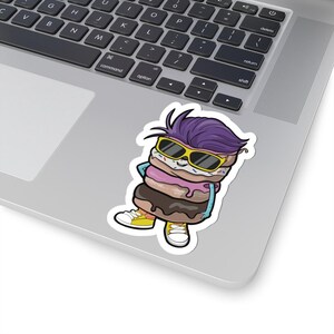 Cool Stack Donut Character Sticker Decal (Kiss-Cut) | Trendy Cartoon Pastry Decal