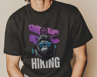 Camiseta con estampado de gorila para senderismo / Camiseta con estampado de gafas de sol para actividades al aire libre