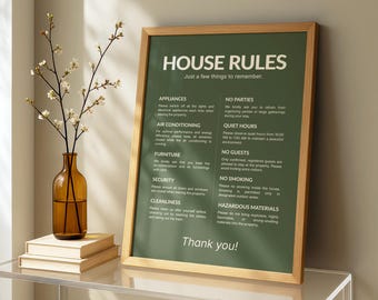 Airbnb House Rules Sign Printable | Editable Canva Template | Digital Download