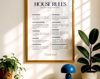 Airbnb House Rules Sign Template | Editable Canva Sign | Vacation Rental Rules | Vrbo House Rules Printable