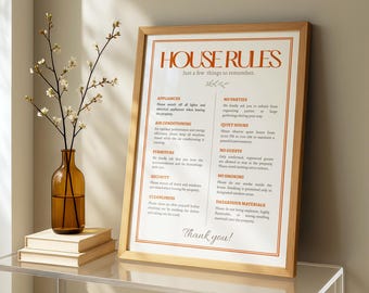 Airbnb House Rules Sign Printable | Vacation Rental Rules | Guest House Rules | Canva Editable | 4 Sizes