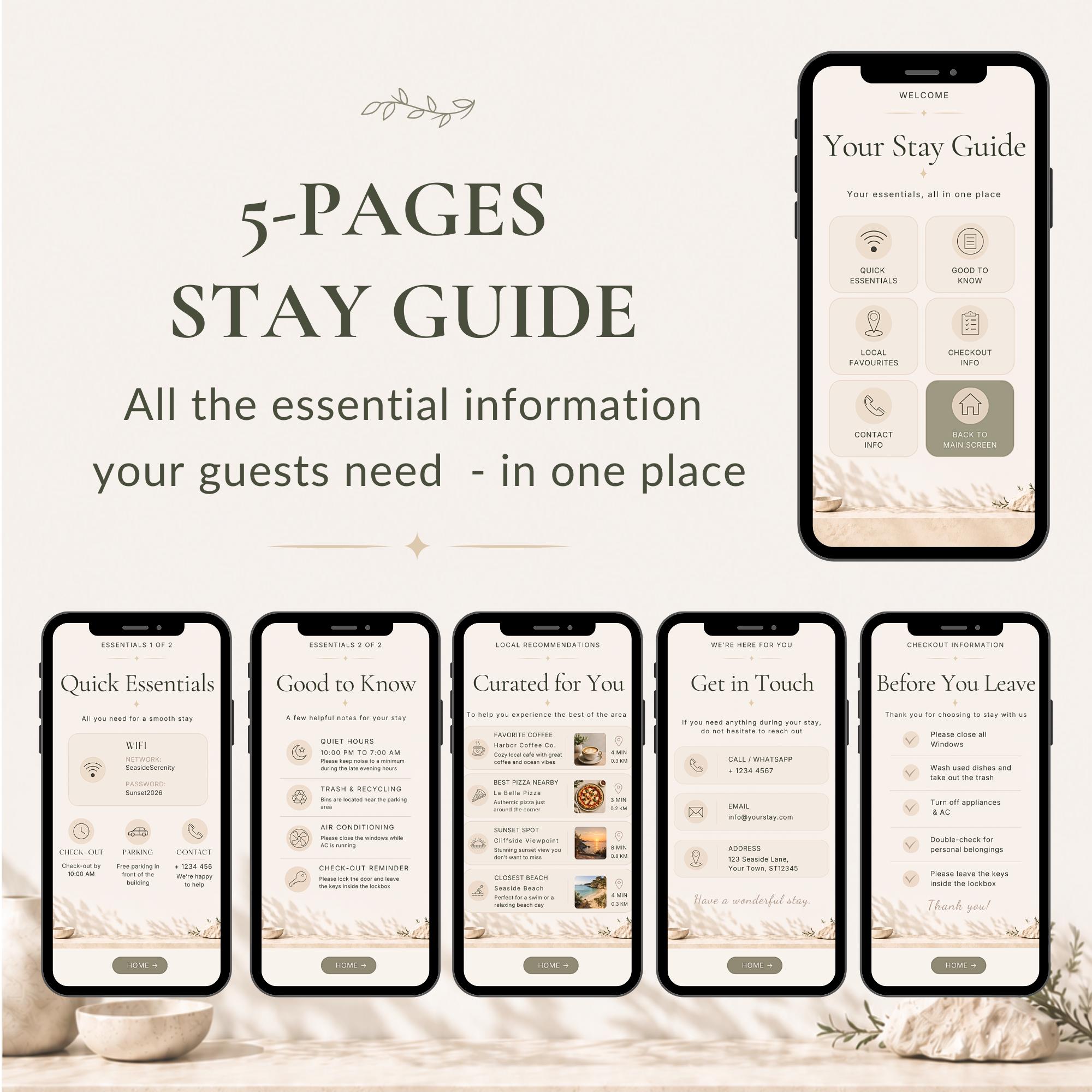 Visual Airbnb Self Check-in Guide Template | Editable Canva Welcome ...