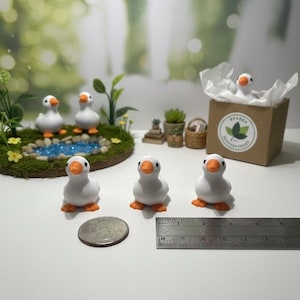 Set of 3 Miniature 3D Printed Geese - Tiny Desktop Goose Flock