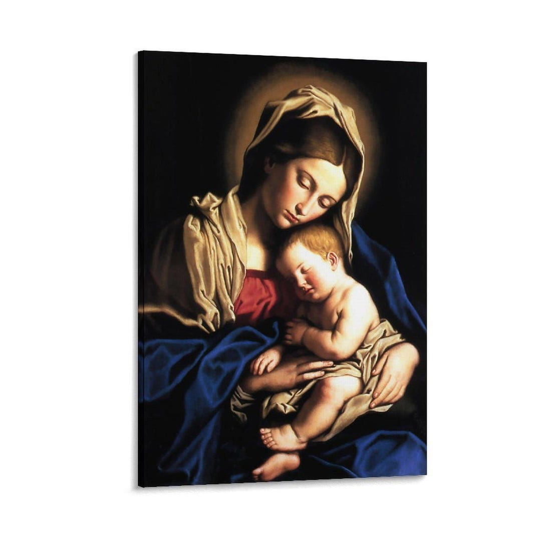 Virgin Mary and Baby Jesus Canvas Print, Religious Wall Art - Etsy
