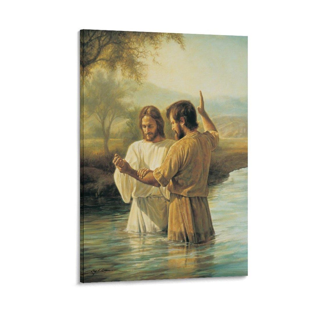 Baptism of Jesus by John the Baptist Painting on Canvas Wall Art Poster ...