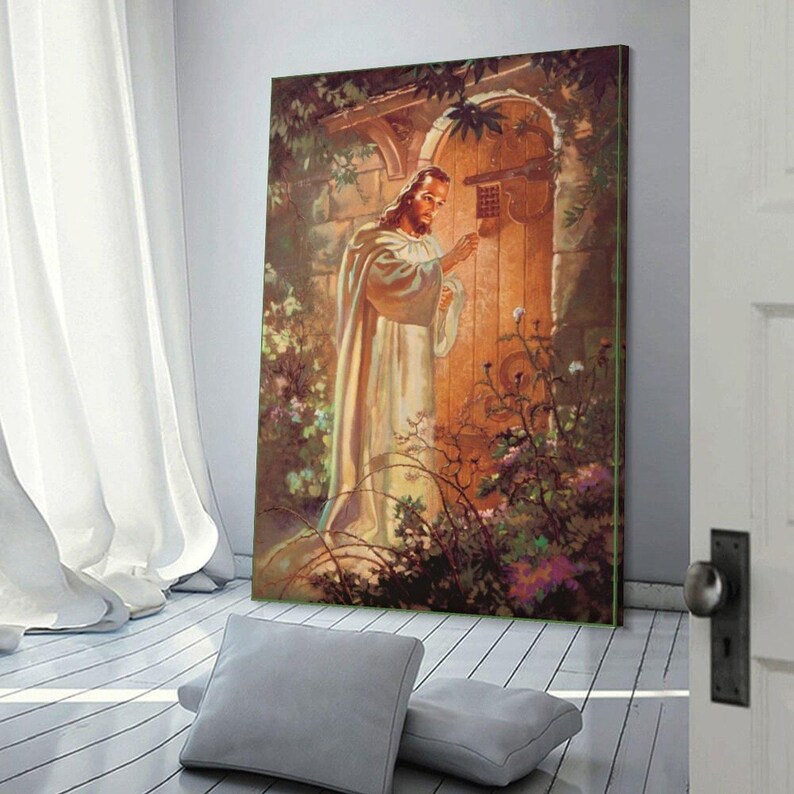 Christian Jesus Christ Knocking Painting Canvas Wall Art Poster Picture ...