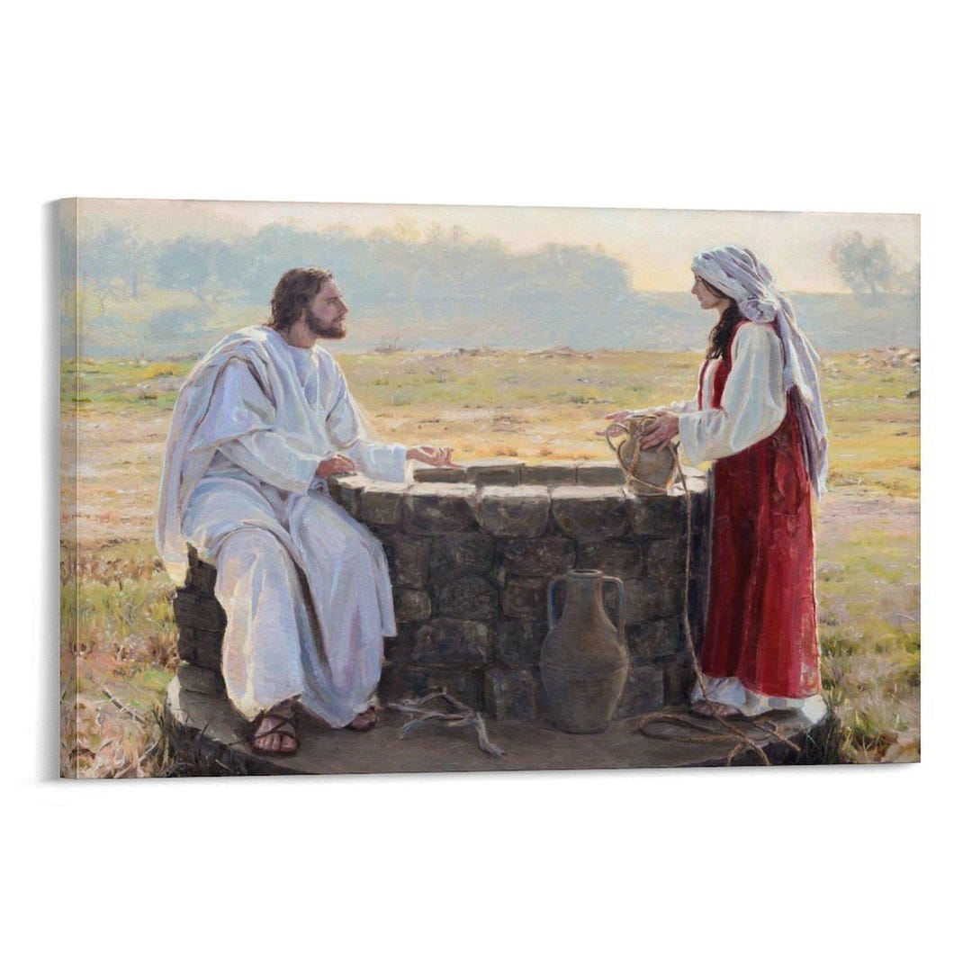 Jesus and Samaritan Woman Canvas Print, Religious Wall Art - Etsy