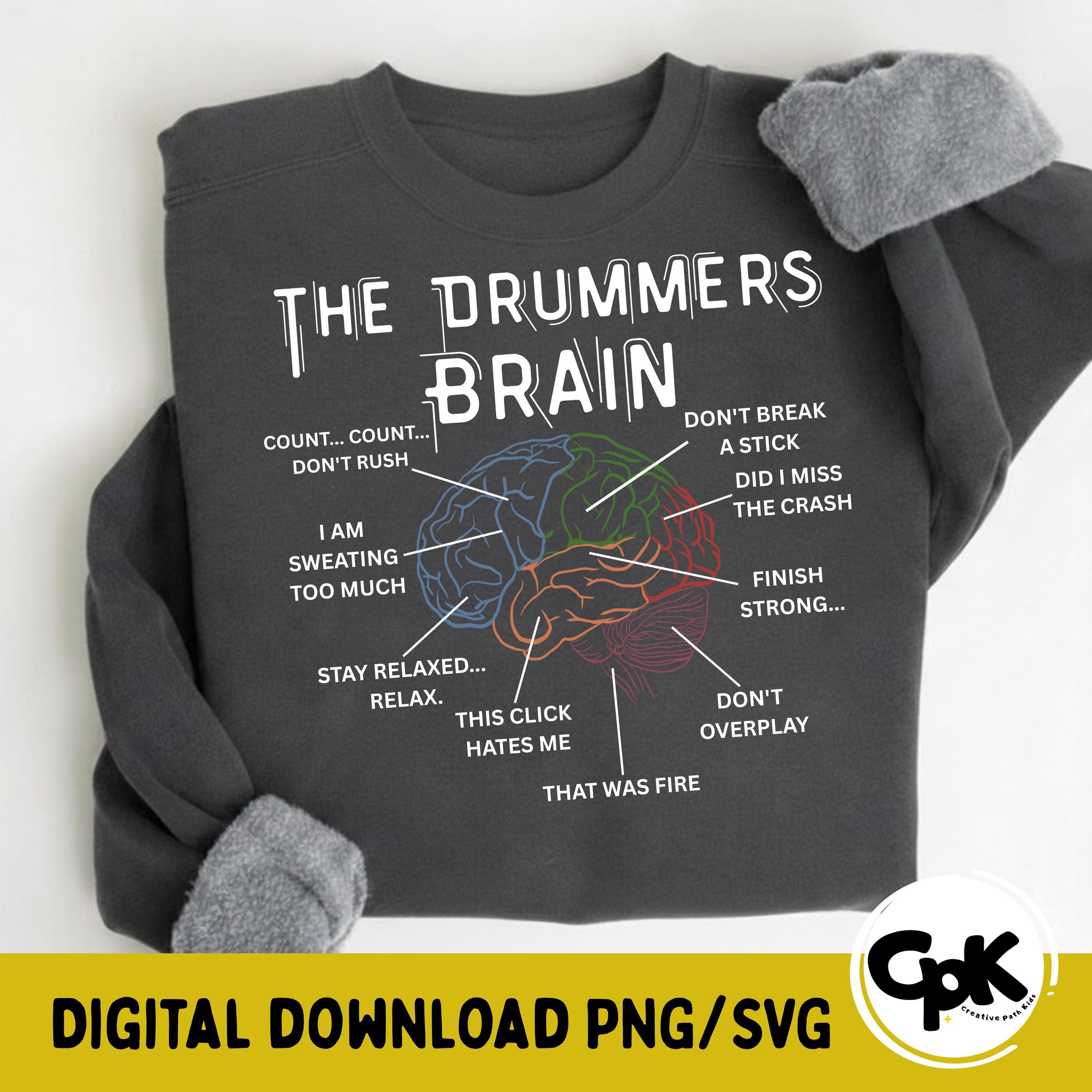 The Drummers Brain Anatomy: Funny Musician Humor (SVG PNG Digital ...