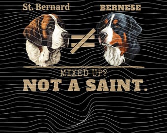 Bernese Mountain Dog Not A Saint Bernard PNG SVG: Funny Dog Owner Humor Berner Lover Breed Confusion Saying design png svg Digital Download