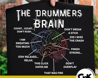 The Drummers Brain Anatomy: Funny Musician Humor (SVG PNG Digital Download)
