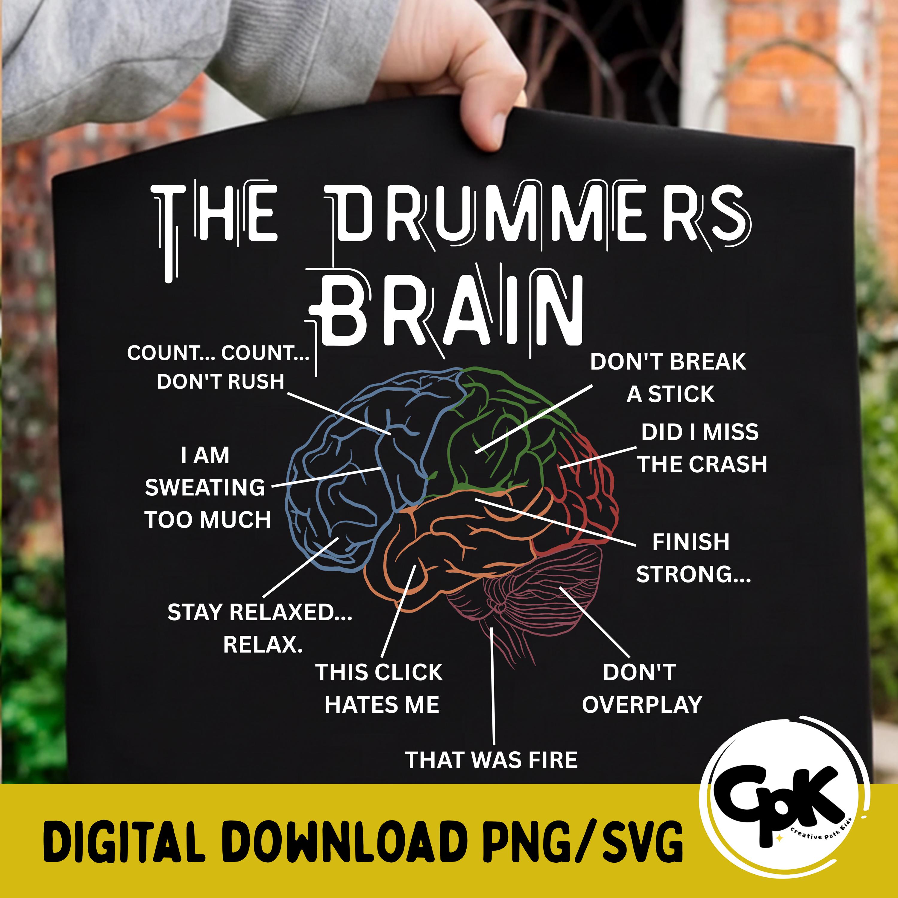 The Drummers Brain Anatomy: Funny Musician Humor (SVG PNG Digital ...