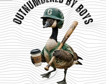 Funny Boy Mom Goose Outnumbered By Boys Baseball PNG SVG: Mothers Day Chaos Mom Life png svg Digital Download