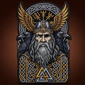 Norse Viking Warrior Embroidered Patch, Raven Nordic Design, Large Biker Jacket Back Patch