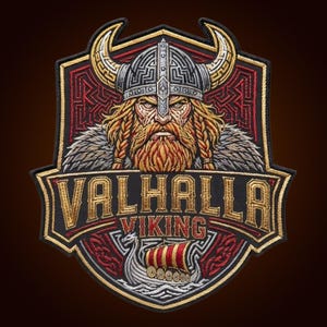 13 Inch Valhalla Viking Warrior Embroidered Patch, Norse Applique (Large)