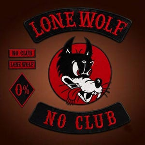 Lone Wolf Skull Biker Back Patch Set, Geborduurd Motorjas Vest Badge