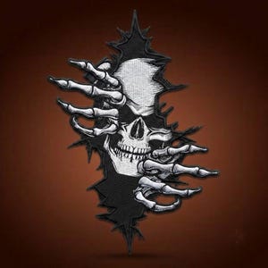 Gothic Skull Back Patch 12 Inch Embroidered Skeleton Hand Patch for Biker Jacket Vest