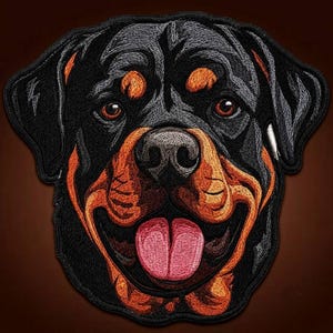 Large Rottweiler Dog Embroidered Back Patch 12 Inch Biker Jacket Vest Patch