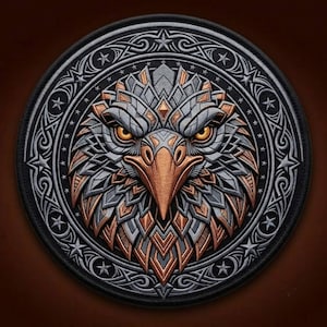 Écusson brodé grande tête d'aigle, 30 cm, pour veste de motard (à repasser ou à coudre)