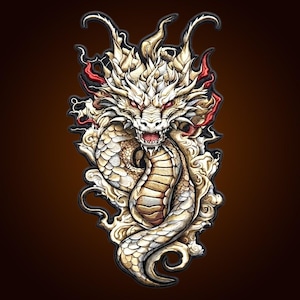 13インチのファンタジードラゴン刺繍パッチ、ゴシック調ジャケットバックパッチ