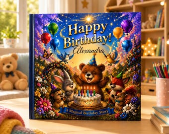 Libro di compleanno personalizzato per bambini / Libro di fiabe regalo di compleanno / Libro dei ricordi personalizzato / Regalo di compleanno per bambine e bambini