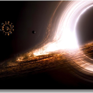 Poster del buco nero interstellare - Arte murale spaziale Gargantua, Decorazione cinematografica fantascientifica, Arte del buco nero nello spazio profondo