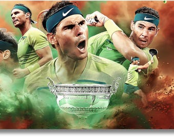 Rafael Nadal canvas print,Nadal Wall Art,Nadal Canvas Poster,Tennis champion artwork,Man Cave wall art Tennis,Man cave tennis art,Nadal Art