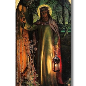 La luz del mundo de William Holman Hunt, arte de pared en lienzo, póster de William Holman Hunt, impresión en lienzo de Hunt, arte de La luz del mundo