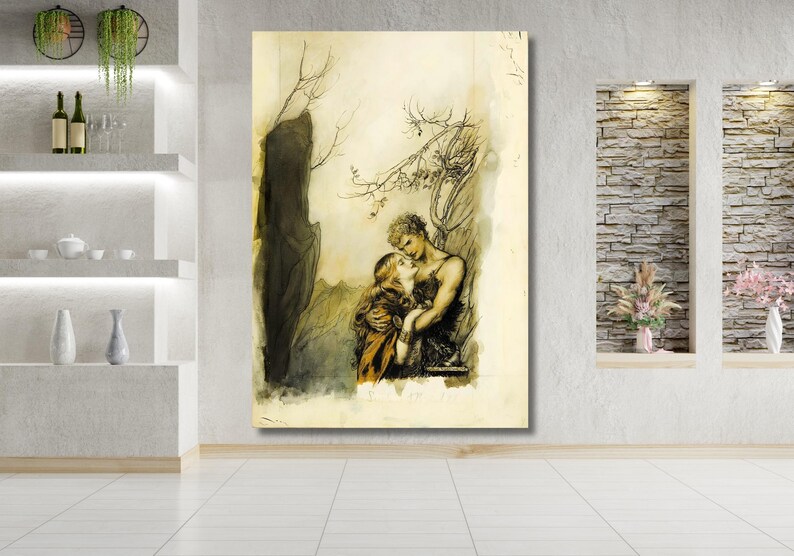 Arthur Rackham Lovers art prints, Romantic Fantasy Art Print, Vintage Mythology Wall Decor, Pre-Raphaelite Style Artwork, gift for a lover image 3