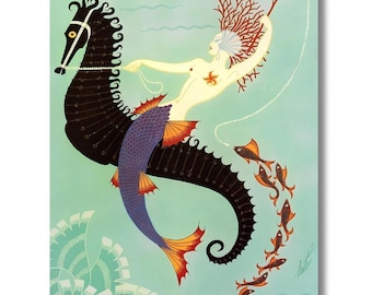 Mermaid by Erté Art Print – Vintage Fashion Illustration, Art Deco Wall Decor, Elegant Mermaid Poster, Classic Collectible Artwork, erte art
