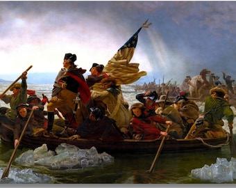 Washington Crossing the Delaware by Emanuel Leutze Print,American Revolution Wall Art, Patriotic Historical Artwork for Home or Office Decor