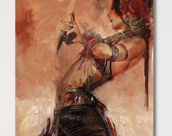 Mystic dance oriental dancer canvas art,Exotic female dancer artwork,Contemporary oriental dance,Exotic dance scene wall decor,ready to hang