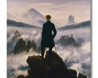 Caspar David Friedrich: Wanderer Above the Sea of Fog (1818) Canvas Poster,Friedrich Canvas Wall Art,Caspar David Canvas print,Caspar POSTER