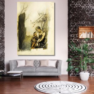 Arthur Rackham Lovers art prints, Romantic Fantasy Art Print, Vintage Mythology Wall Decor, Pre-Raphaelite Style Artwork, gift for a lover image 4
