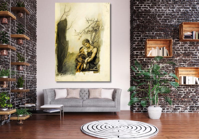 Arthur Rackham Lovers art prints, Romantic Fantasy Art Print, Vintage Mythology Wall Decor, Pre-Raphaelite Style Artwork, gift for a lover image 4