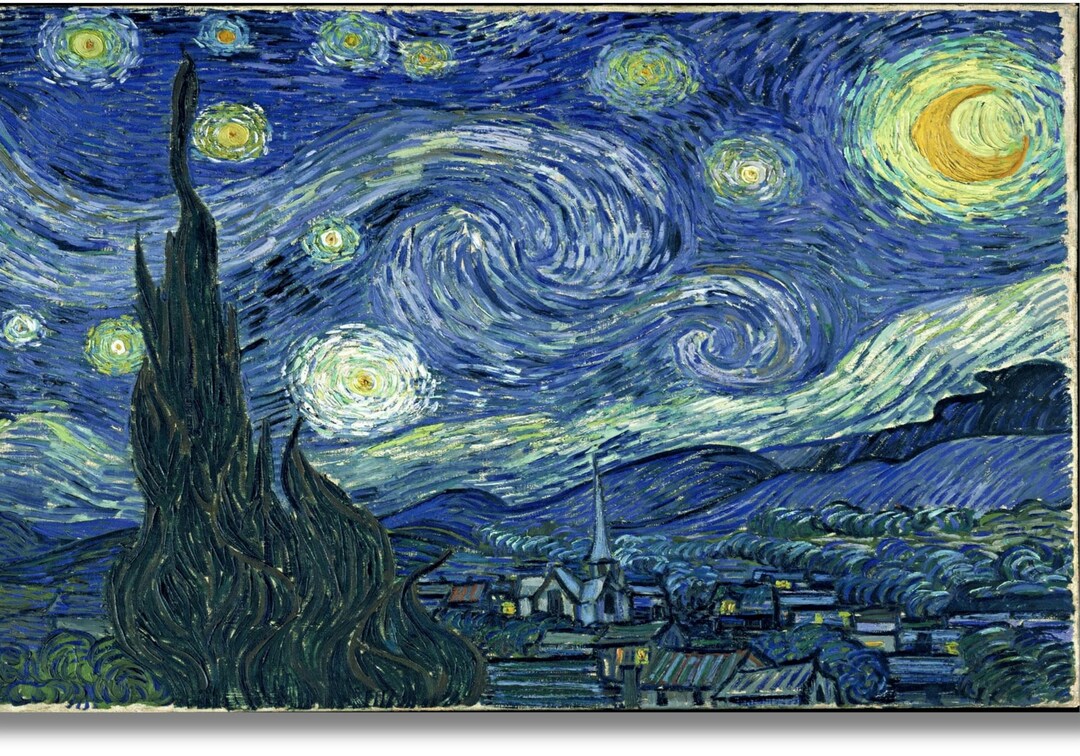 The Starry Night by Vincent Van Gogh Canvas Wall Art| Van Gogh Print ...