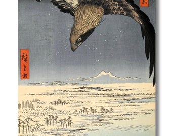 広重版画「鷲の版画：深川洲崎」ヴィンテージ日本美術ポスター - Etsy 日本