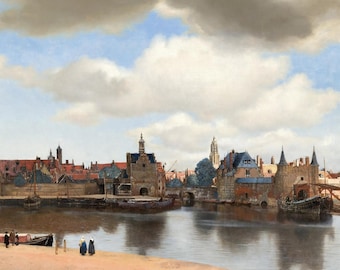 Johannes Vermeer View of Delft 1661 Canvas Print Wall Art,Vermeer Painting,Works by Vermeer,Dutch Painter,Vermeer Landscape,Art Reproduction