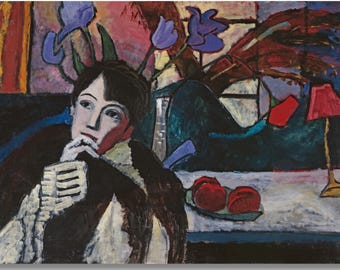 Gabriele Münter canvas wall Art Print, Expressionist Woman Portrait, Modernist Wall Decor, Colorful Abstract Painting Reproduction for Home