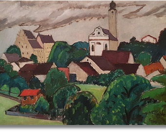 Gabriele Munter Murnau Print, 1910 German Expressionism Art, Blue Reiter Wall Decor, Modernist Landscape Painting, Vintage Fine Art Poster