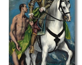 Saint Martin and the Beggar by El Greco canvas wall art,El Greco poster print,El Greco canvas print,El Greco painting,El Greco Annunciation