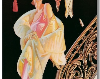 J.C. Leyendecker canvas wall art print, Elegant Art Deco Couple, J.C. Leyendecker canvas poster, J.C. Leyendecker art print, .C. Leyendecker